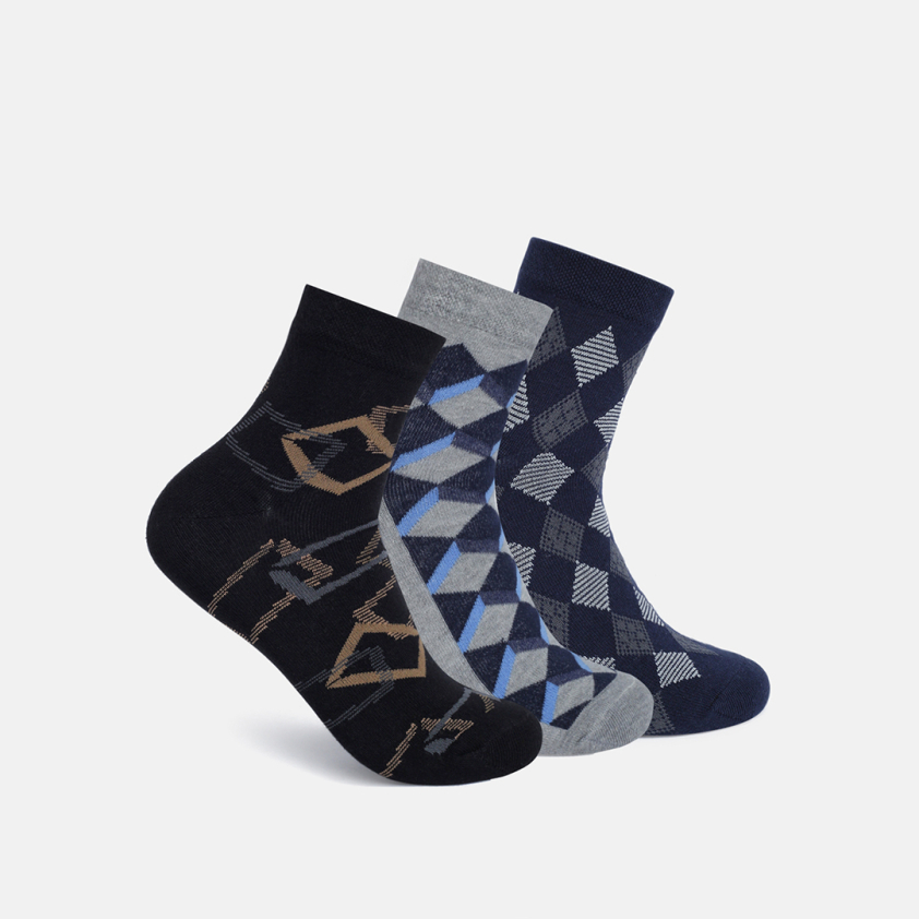 RUPA FOOTLINE F1301 ANKLE LENGTH MEN'S SOCKS ASSORTED, DESIGN, PACK OF 3