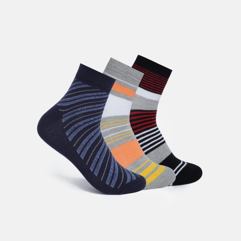 RUPA FOOTLINE F1303 ANKLE LENGTH MEN'S SOCKS ASSORTED, DESIGN, PACK OF 3