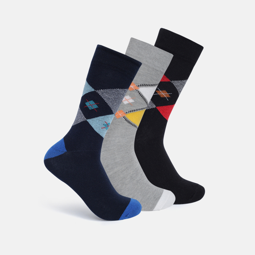 RUPA FOOTLINE F1501 CREW LENGTH MEN'S SOCKS ASSORTED, DESIGN, PACK OF 3