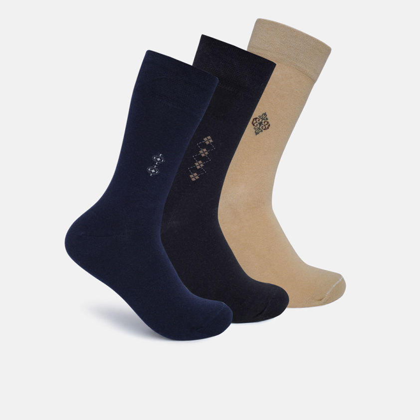 RUPA FOOTLINE F1502 CREW LENGTH MEN'S SOCKS ASSORTED, DESIGN, PACK OF 3