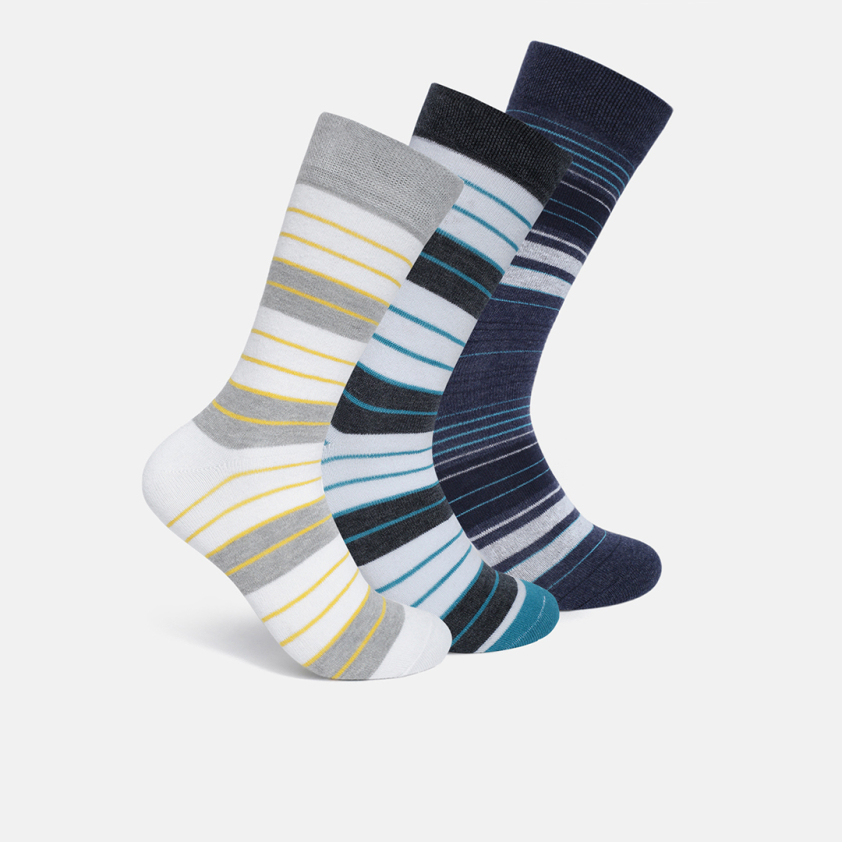 RUPA FOOTLINE F1503 CREW LENGTH MEN'S SOCKS ASSORTED, DESIGN, PACK OF 3