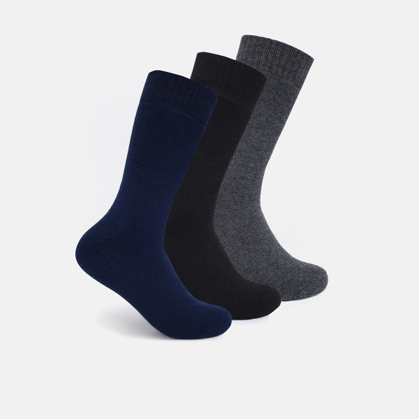 RUPA FOOTLINE F1851 WOOLEN MEN'S SOCKS ASSORTED TERRY, PLAIN, PACK OF 3