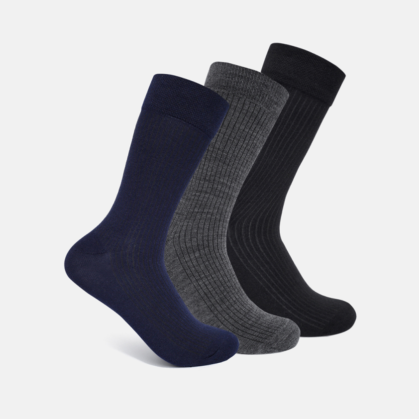 RUPA FOOTLINE F1852 WOOLEN MEN'S SOCKS ASSORTED, PLAIN, PACK OF 3