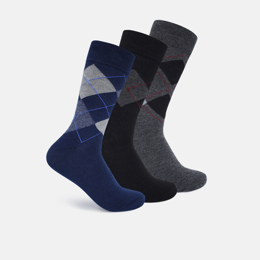 RUPA FOOTLINE F1854 WOOLEN MEN'S SOCKS ASSORTED, DESIGN, PACK OF 3