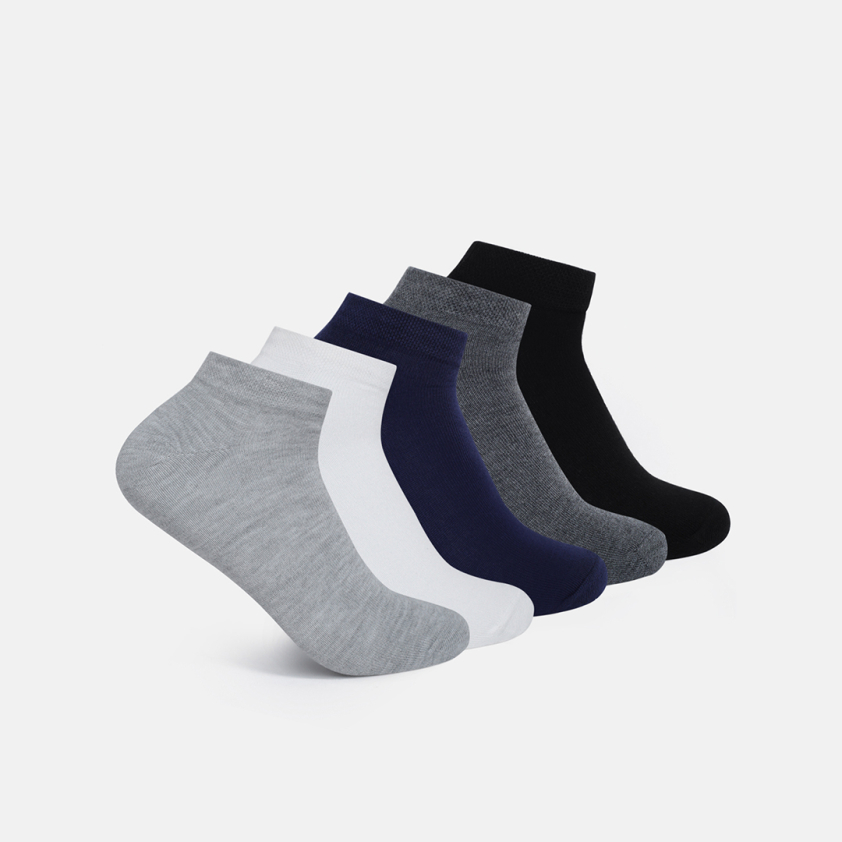RUPA FOOTLINE F1702 SNEAKER MEN'S SOCKS ASSORTED, PLAIN, PACK OF 5