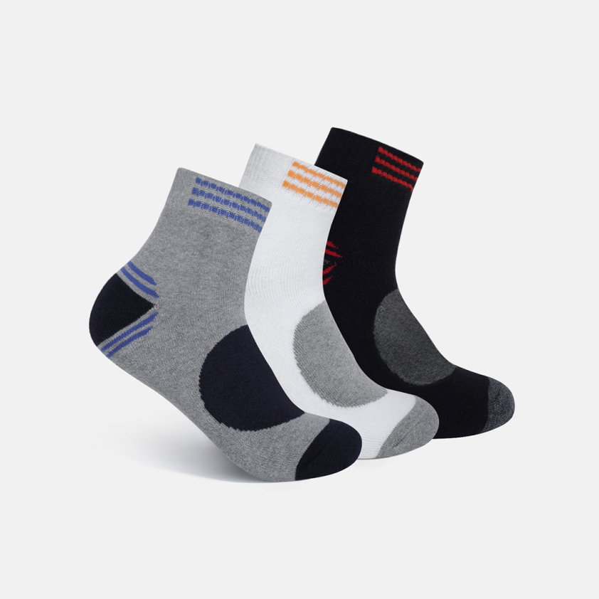 RUPA FOOTLINE F1101 ANKLE LENGTH MEN'S SOCKS ASSORTED TERRY, DESIGN, PACK OF 3