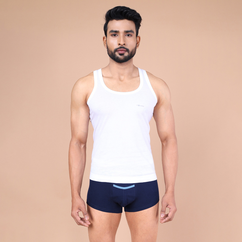 COLORS 220 INVEST MEN'S COTTON ROUND NECK VEST WHITE PACK OF 1