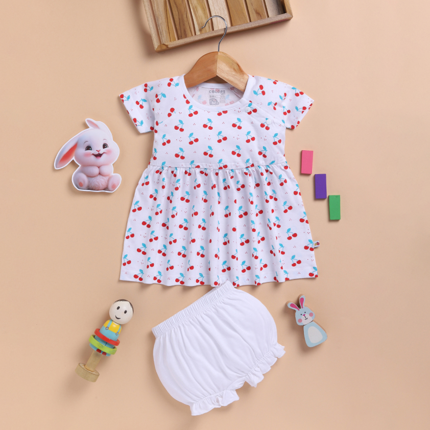 PEEKABOO 2259 INFANT WEAR GIRLS FROCK AND BLOOMER SET WHITE PACK OF 1