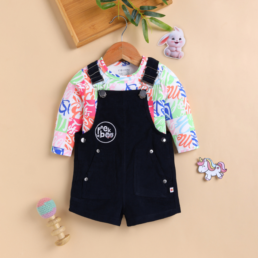 PEEKABOO 2268 UNISEX  INFANT WEAR CORDUROY DUNGAREE DRESS ASSORTED COLOR PACK OF 1