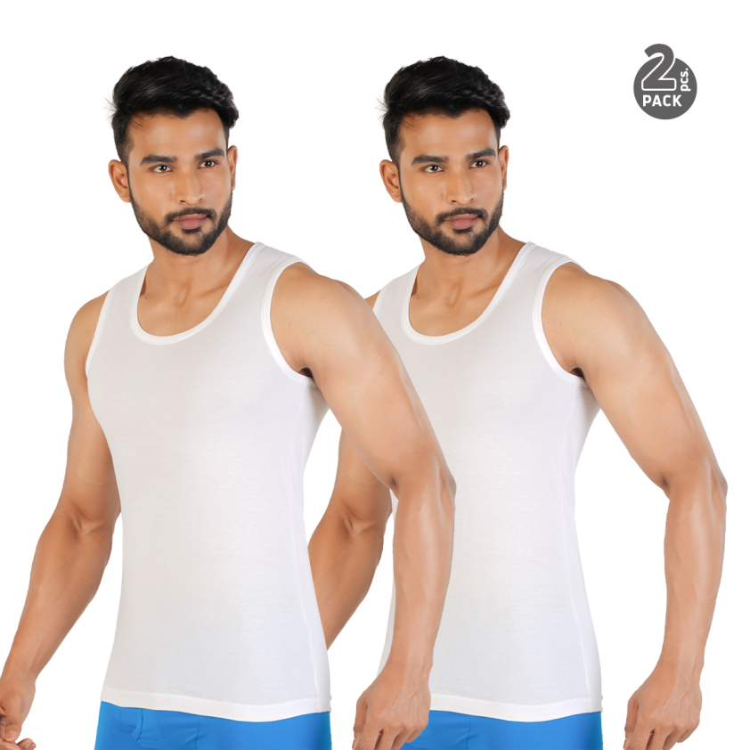 COLORS 213 KING'S COLLECTION MEN'S VEST WHITE PACK OF 2