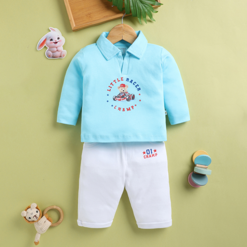 PEEKABOO 2269 INFANT BOY'S WEAR RUGBY POLO & PANT SET ASSORTED COLOR PACK OF 1