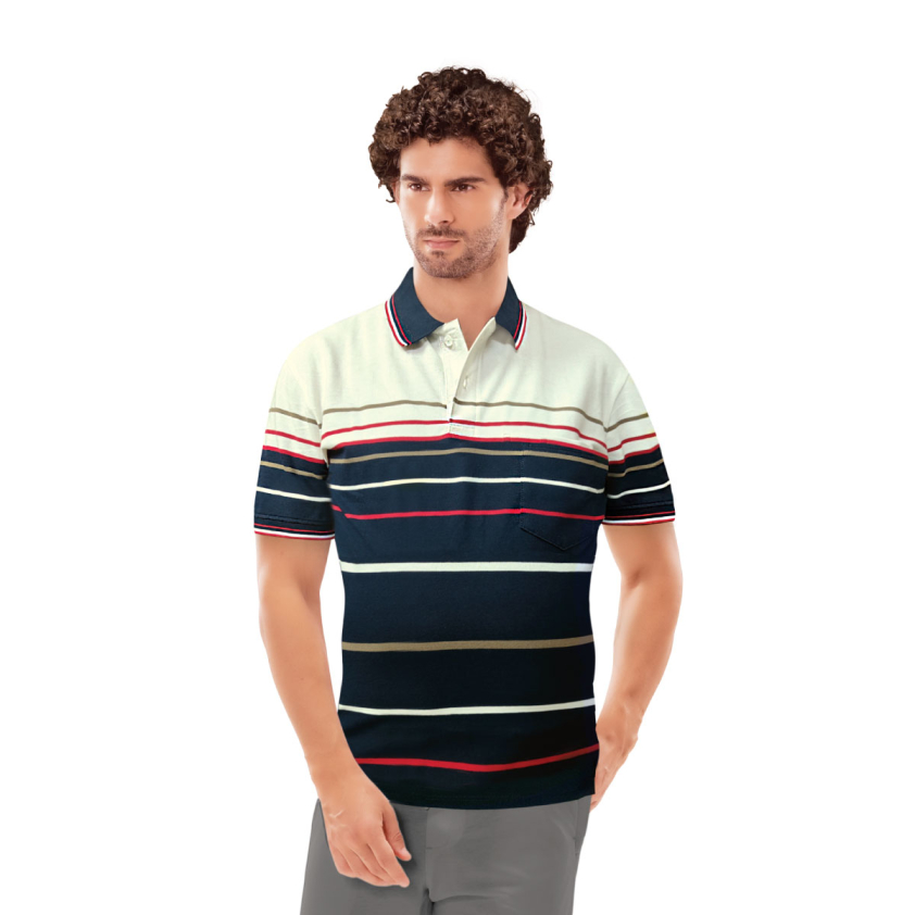 BUMCHUMS 2083 STRIPE MEN'S POLO T-SHIRT ASSORTED PACK OF 1