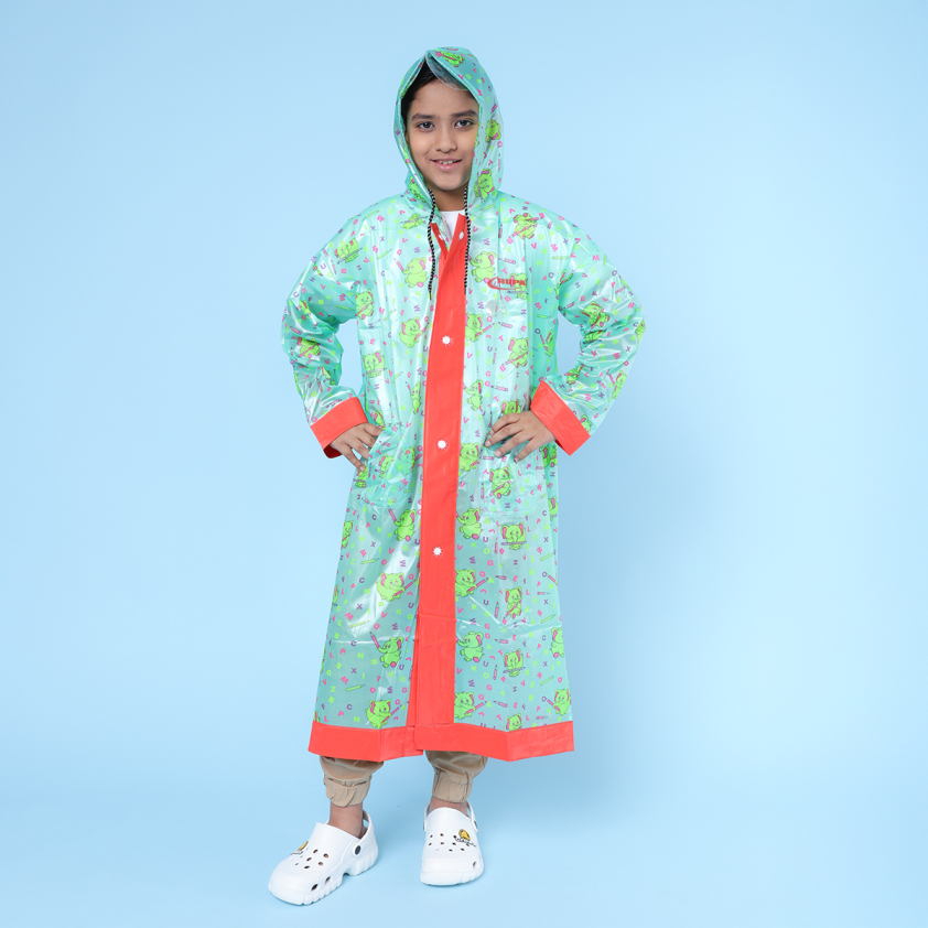RUPA RAINSUIT KC04 KID'S AQUA COAT WITH BAG SPACE ASSORTED PRINT PACK OF 1