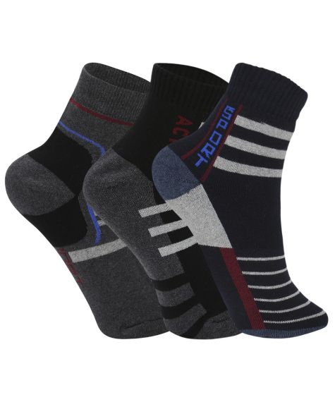 Euro Sports Ankle Socks Pack of 3 - Assorted - Free Size