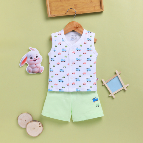 PEEKABOO 2238 UNISEX INFANT WEAR SLEEVELESS FRONT OPEN TOP AND SHORTS WHITE PACK OF 1
