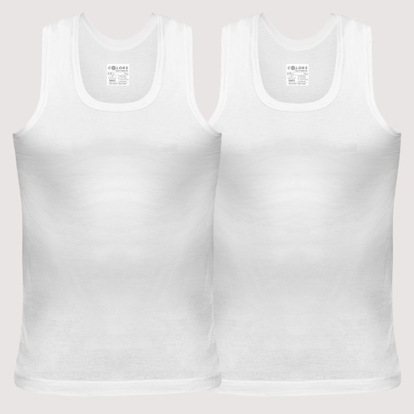 COLORS 215 KING'S COLLECTION  JUNIOR VEST WHITE PACK OF 2