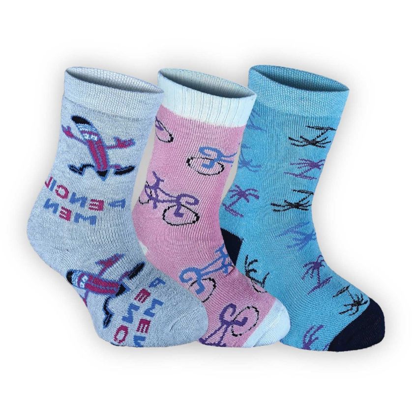 RUPA FLAIR TERRY FANCY KIDS SOCKS ASSORTED COLOUR PACK OF 3