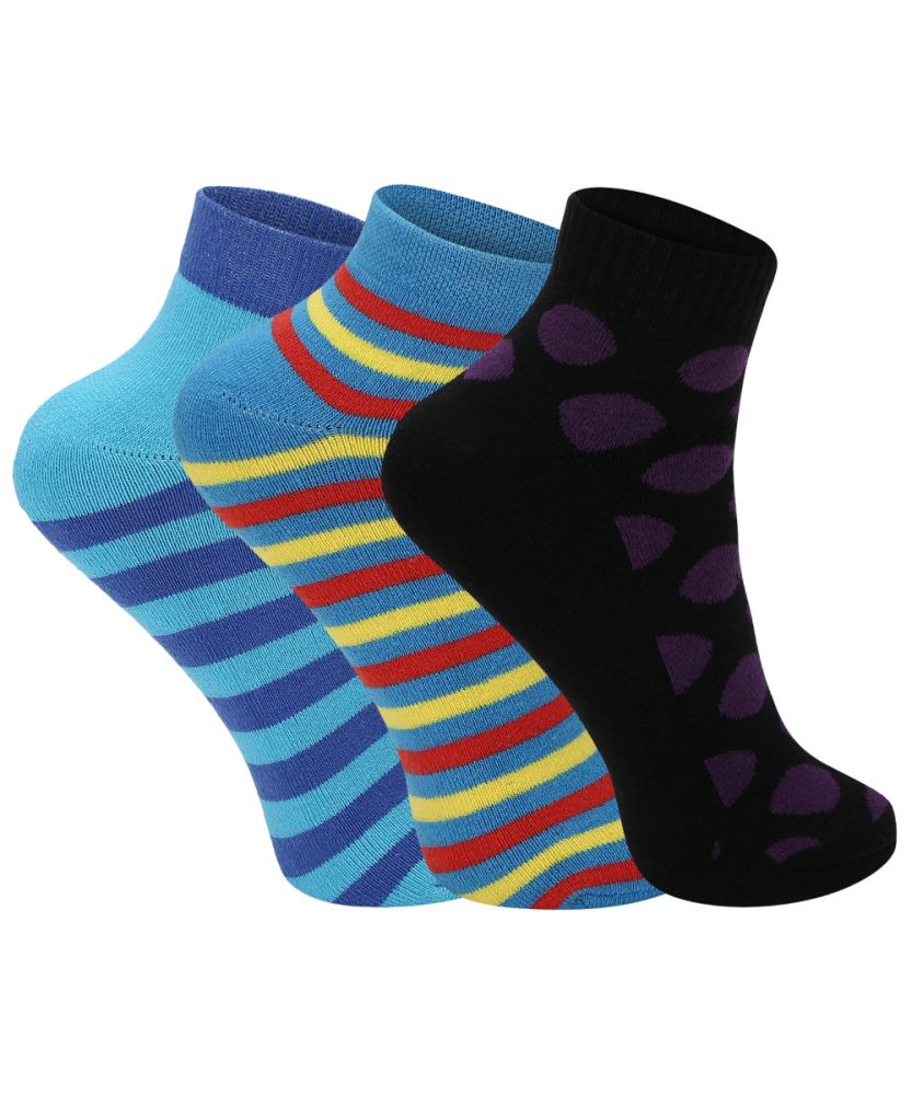 Lavender Ladies Terry Ankle Socks - Pack of 3 - Assorted
