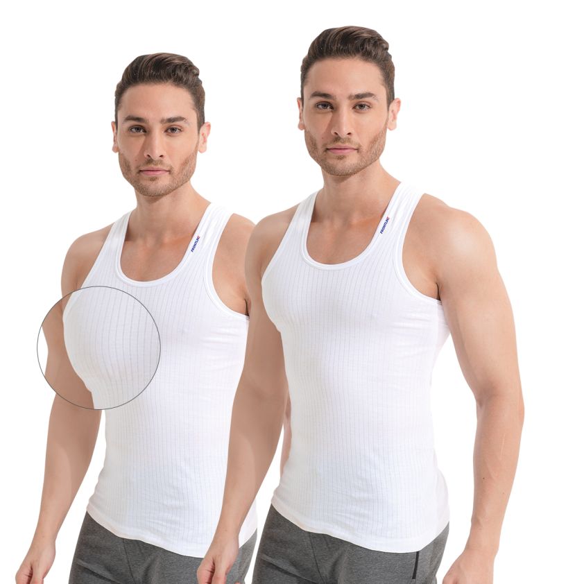FRONTLINE XING ROUND NECK VEST WHITE PACK OF 2