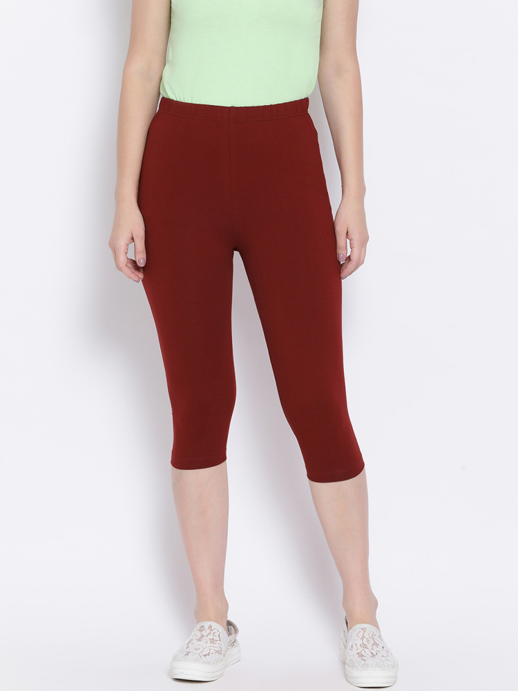 Softline DK Maroon Colour Capri Pack of 1